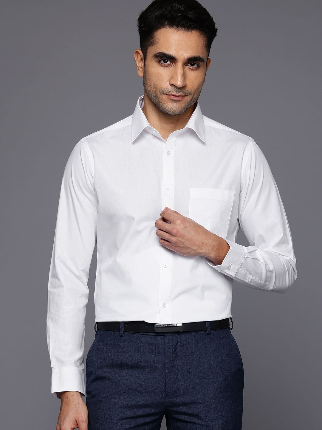 Raymond Pure Cotton Slim Fit Opaque Formal Shirt - view 1