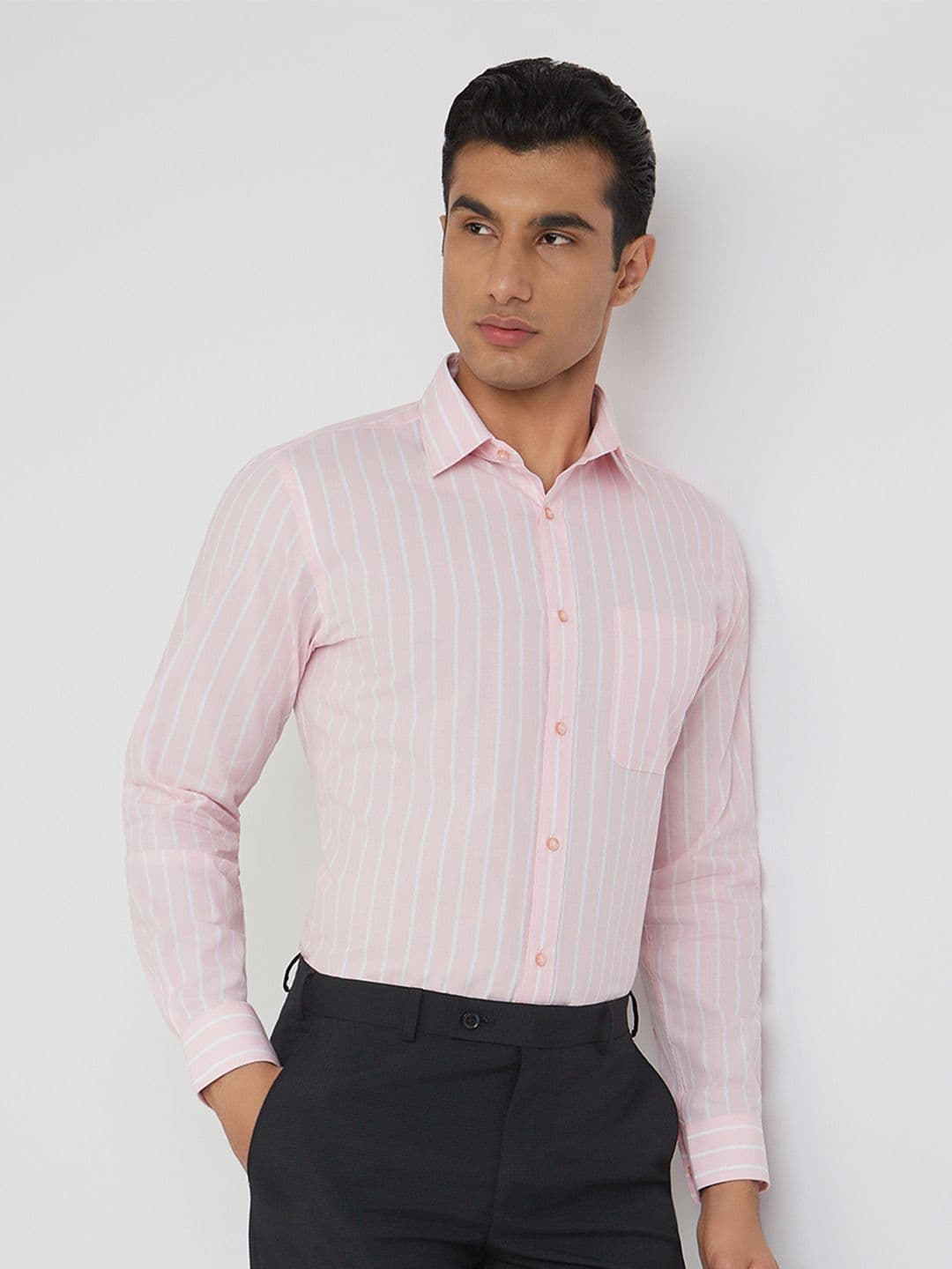 Raymond Pure Cotton Slim Fit Striped Formal Shirt - view 1