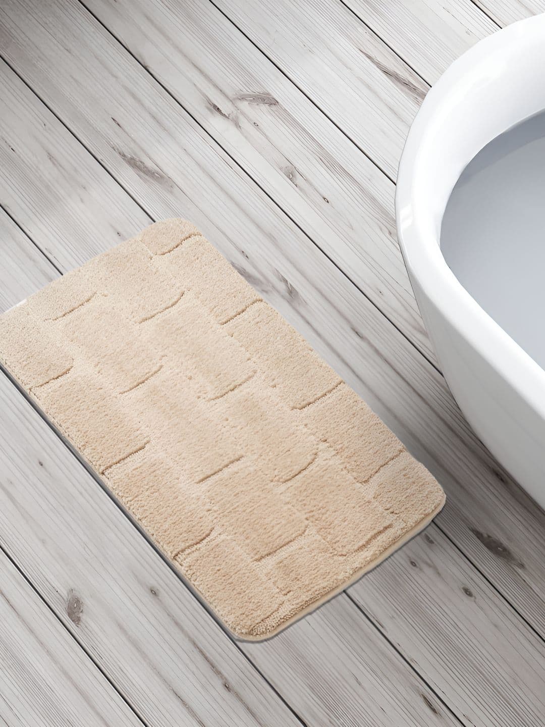 Home Centre Beige Textured 240 GSM Bath Rug - view 1