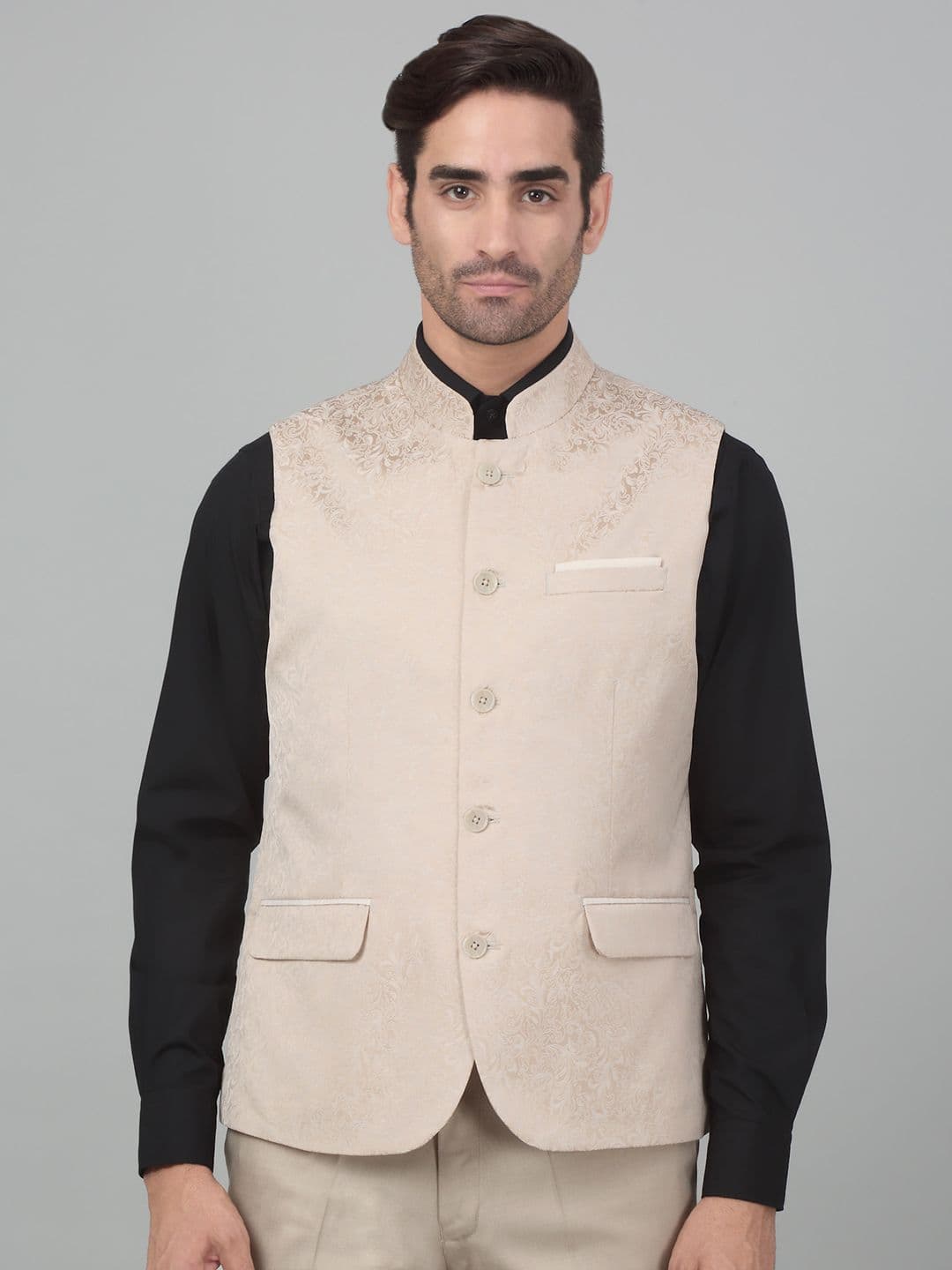 Cantabil Woven Design Single-Breasted Slim Fit Nehru Jacket - view 1