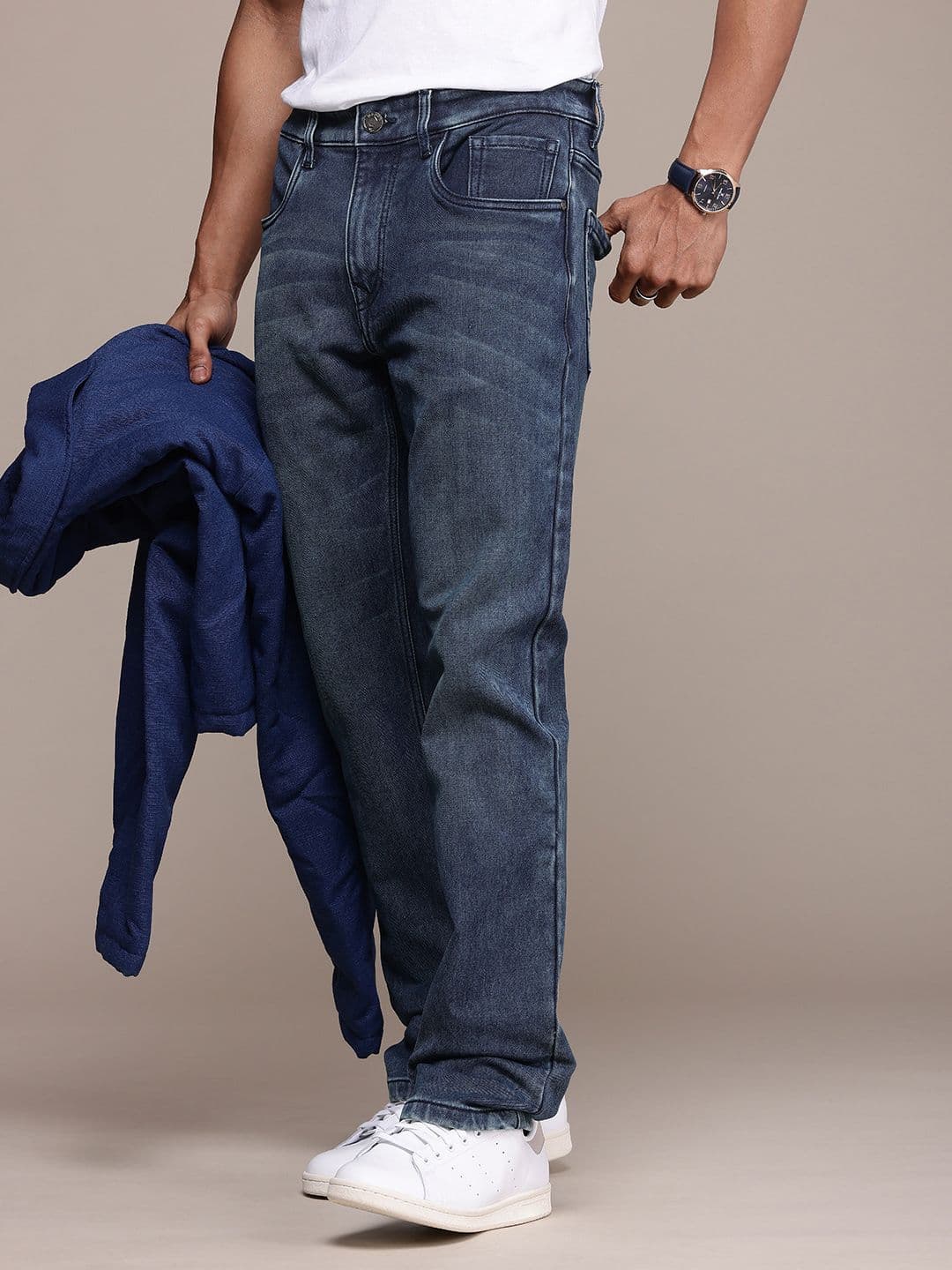 WROGN Men Straight Fit Light Fade Stretchable Jeans - view 1