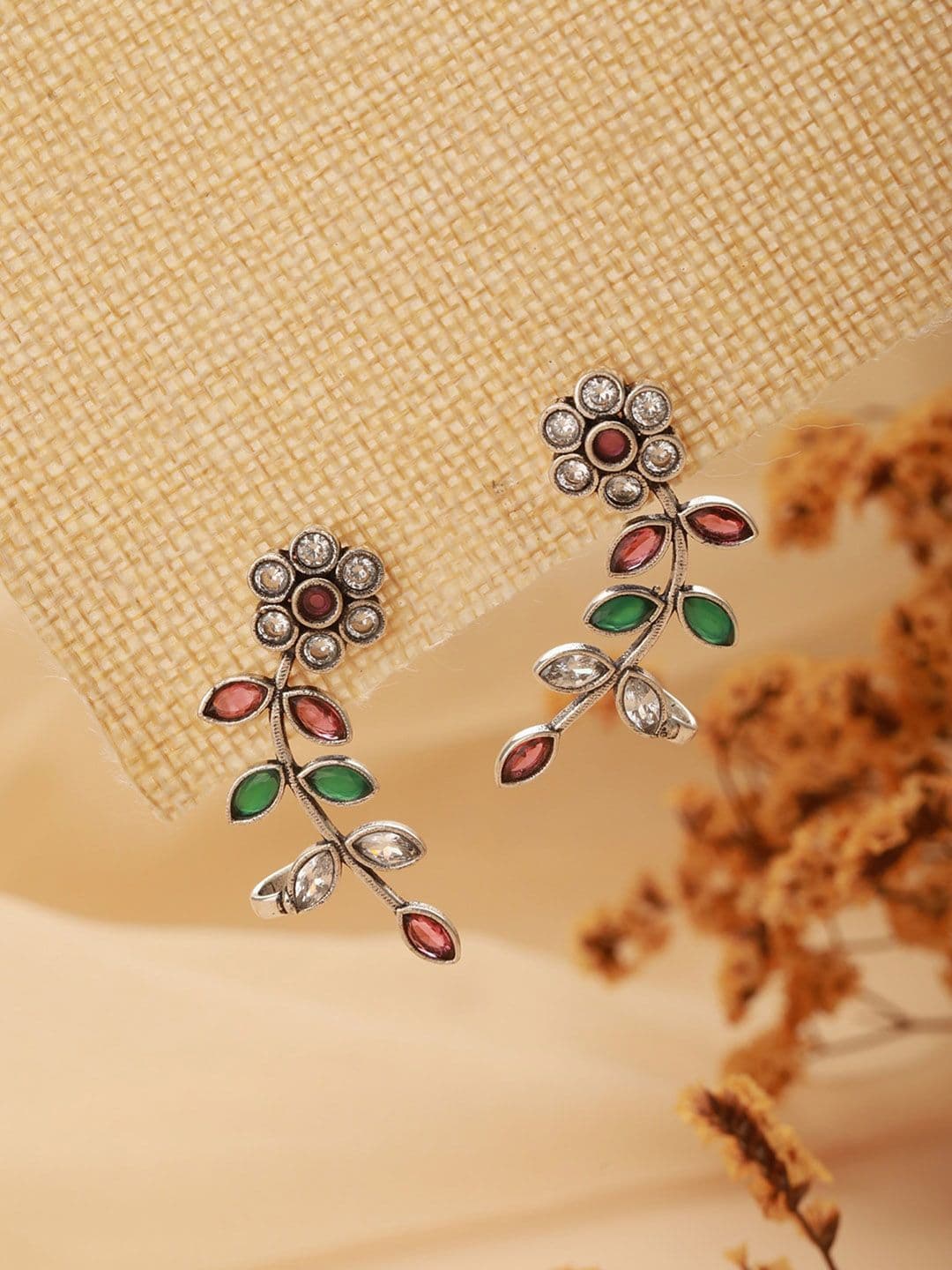 Saraf RS Jewellery Rhodium-Plated American Diamond Contemporary Ear Cuff - view 1