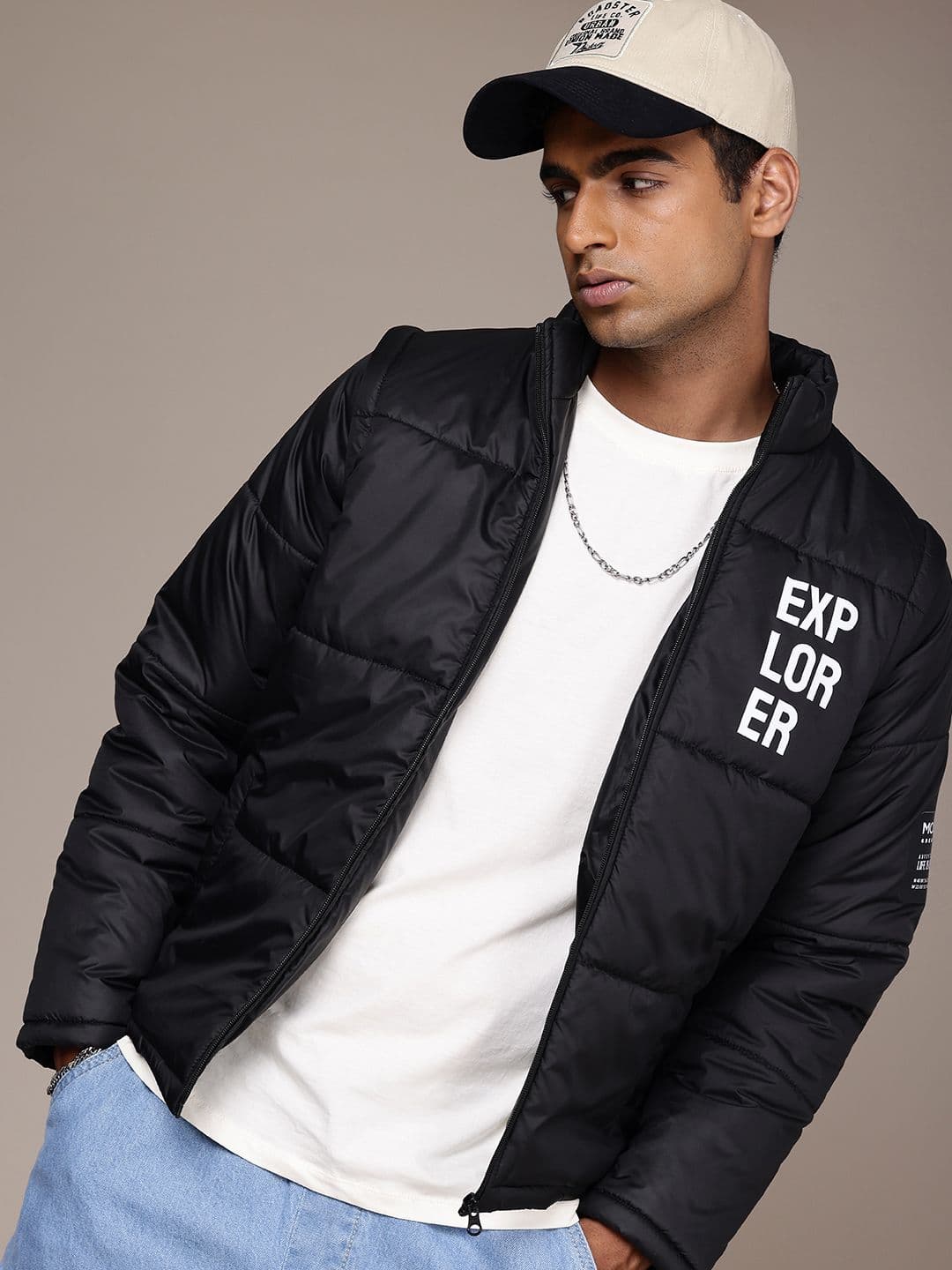 The Roadster Life Co. Typography Printed Detachable Sleeves Padded Jacket - view 1