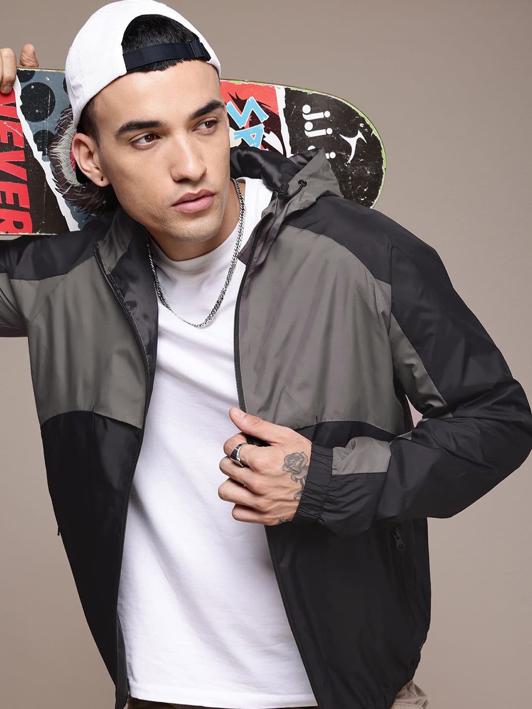The Roadster Life Co. Colourblocked Hooded Bomber Jacket - view 1