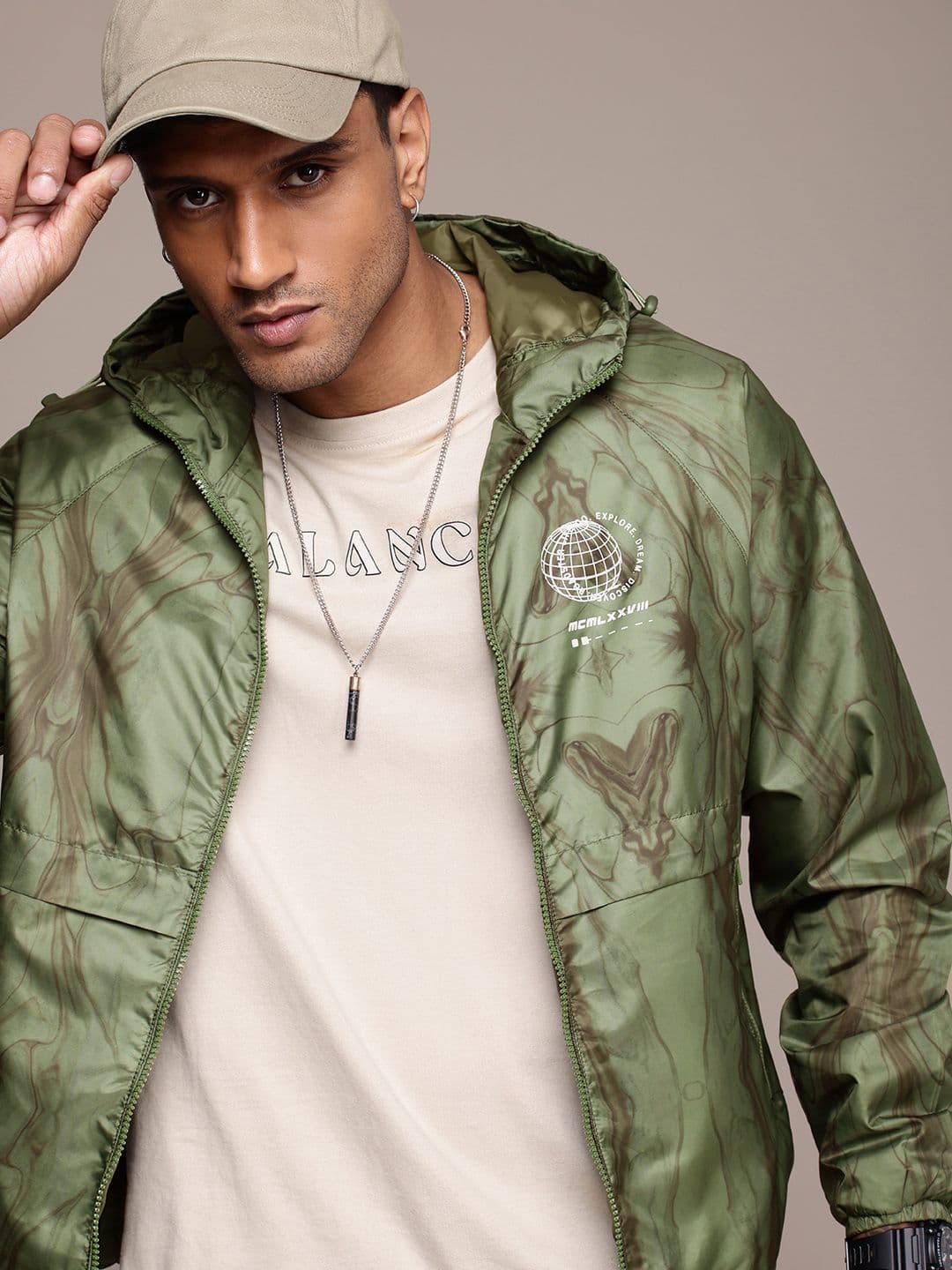 The Roadster Life Co. Abstract Printed Hooded Biker Jacket - view 1