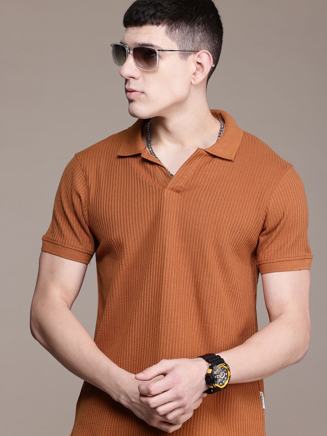The Roadster Lifestyle Co. Textured Knit Polo Collar T-shirt - view 1
