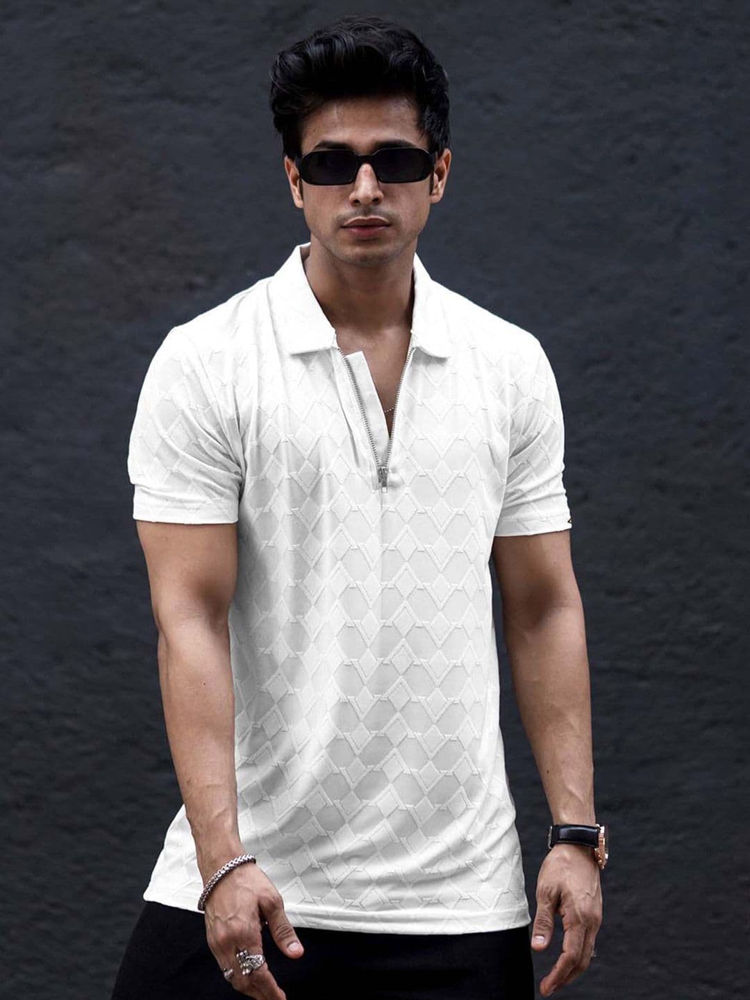 Maniac Men Striped Polo Collar Slim Fit T-shirt - view 1