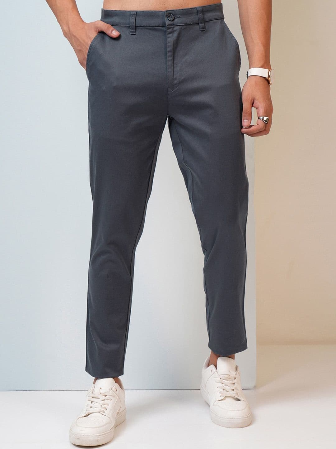 HIGHLANDER Premium Satin Chino Tapered Fit Trousers - view 1