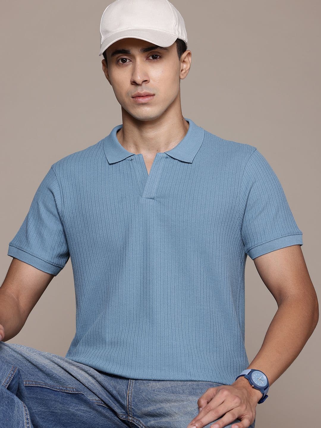 The Roadster Lifestyle Co. Knitted Regular Fit T-shirt - view 1