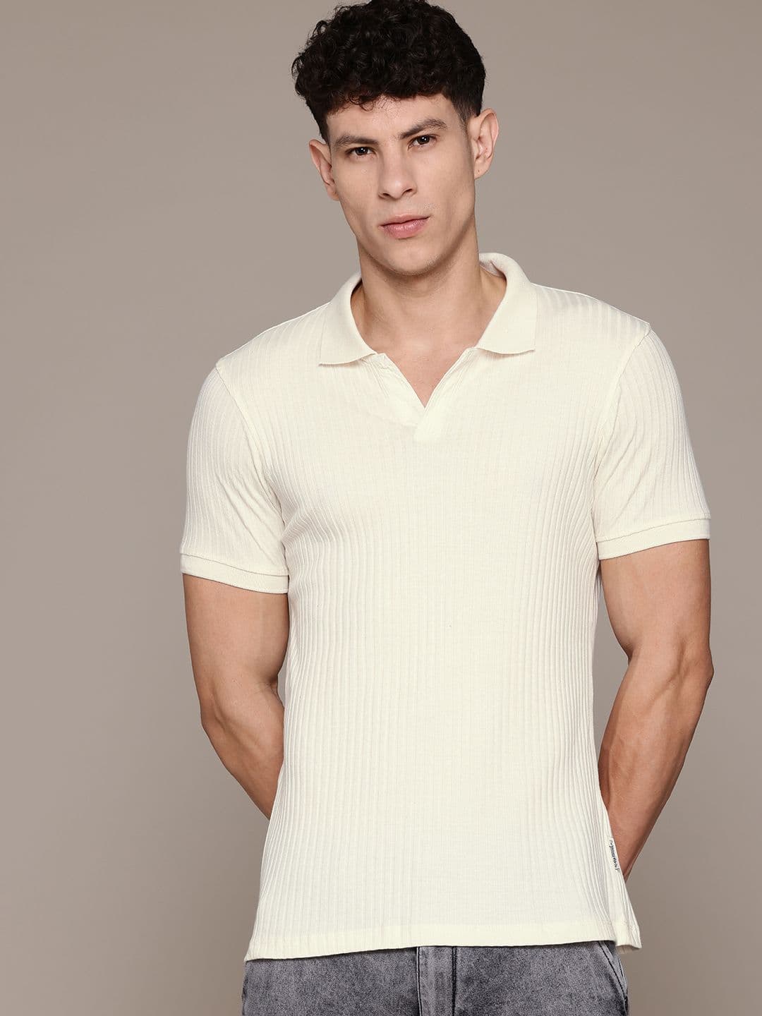 The Roadster Lifestyle Co. Ribbed Polo Collar T-shirt - view 1