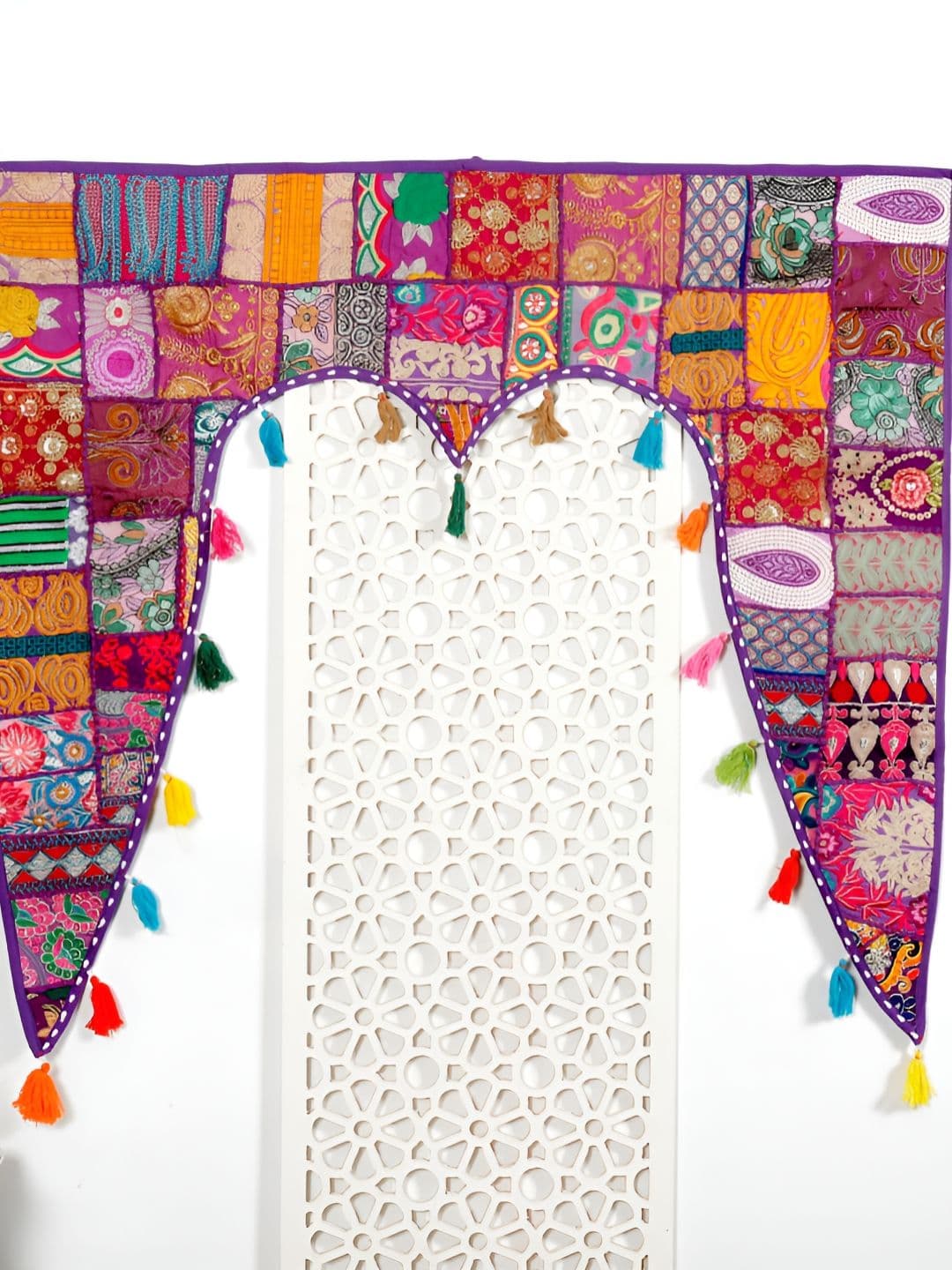 HANDICRAFT PALACE Purple & Red Patchwork Embroidered Hanging Toran - view 1