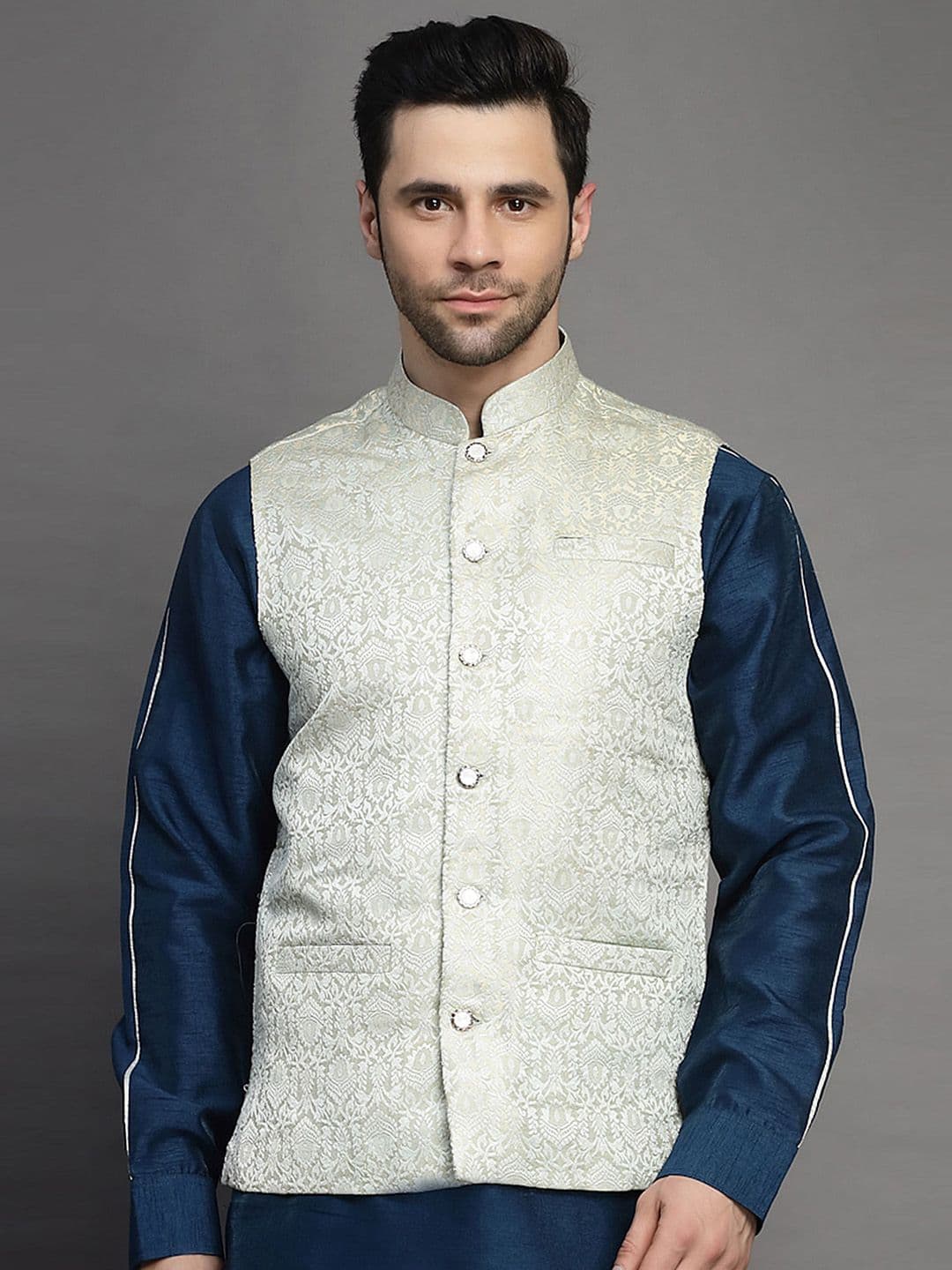 Utsav Fashion Woven Design Nehru Jacket - view 1