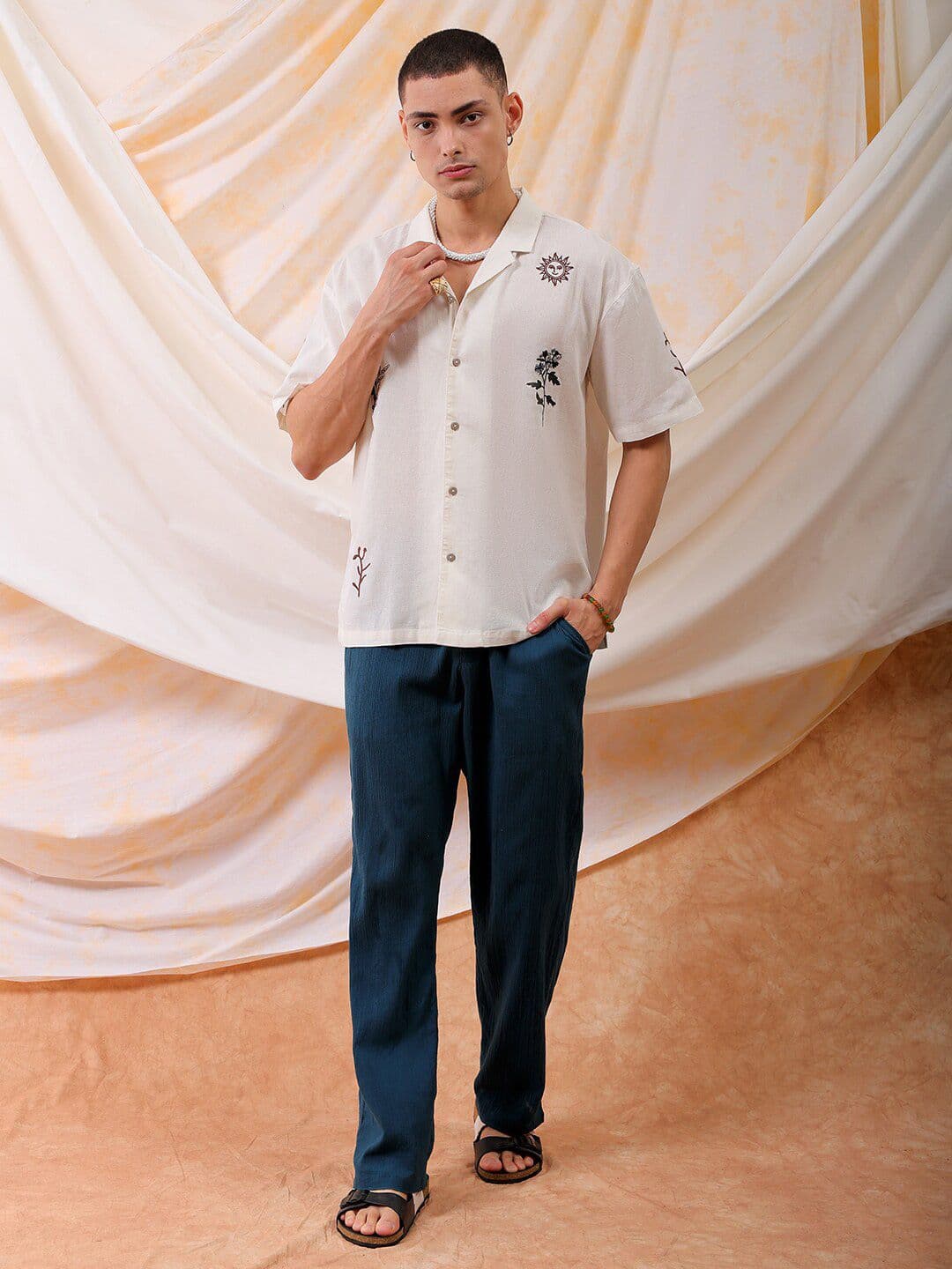 The Indian Garage Co Men Relaxed Fit Embroidery Resortwear Shirt - view 1