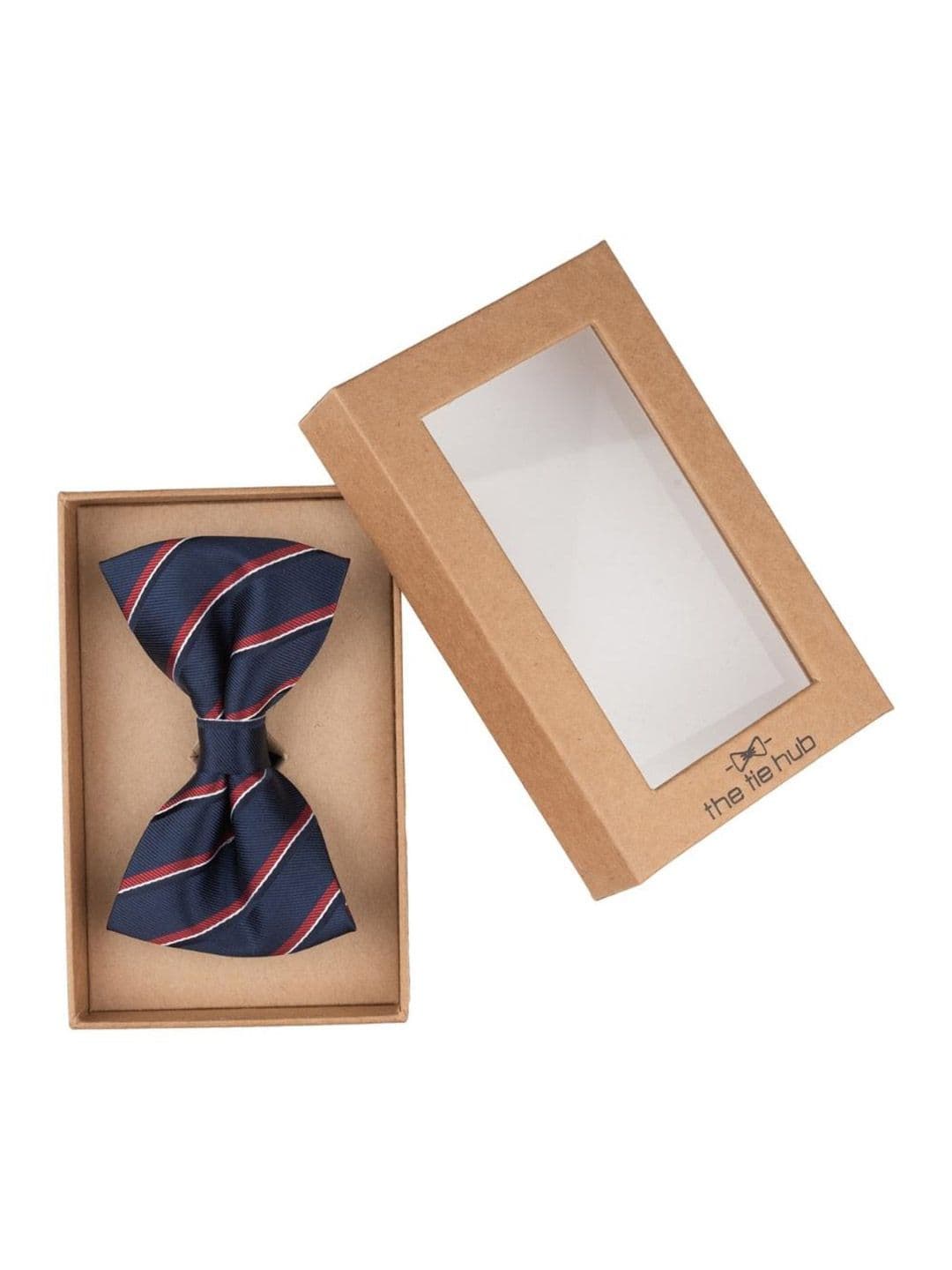 The Tie Hub Men Striped Microfiber Bow Tie - view 1