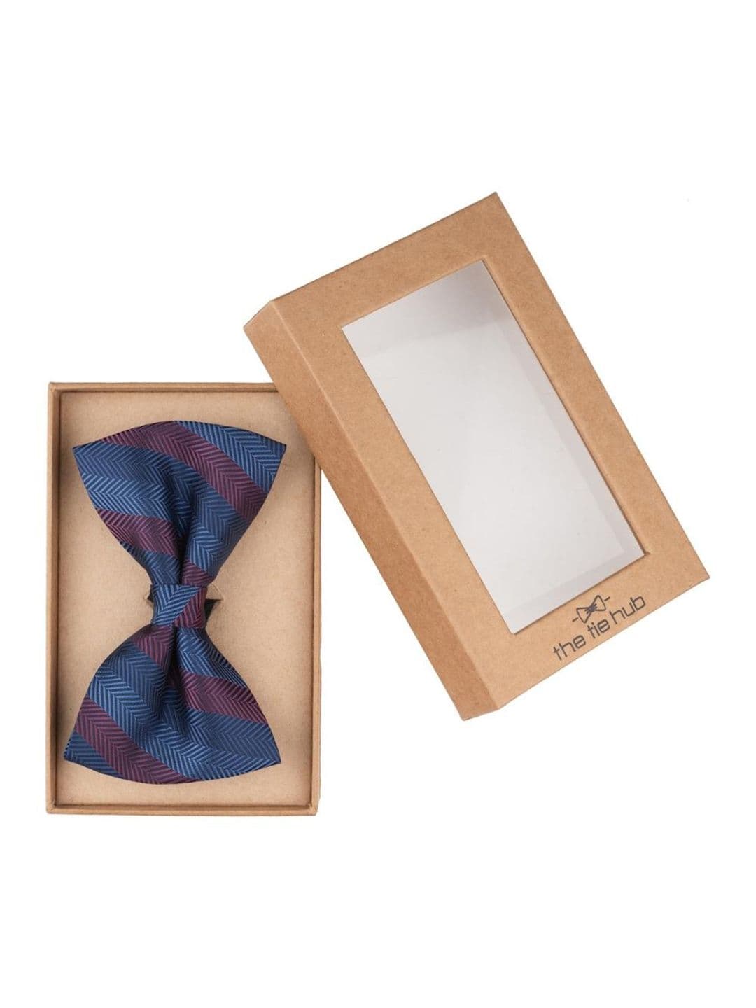 The Tie Hub Men Striped Microfiber Bow Tie - view 1
