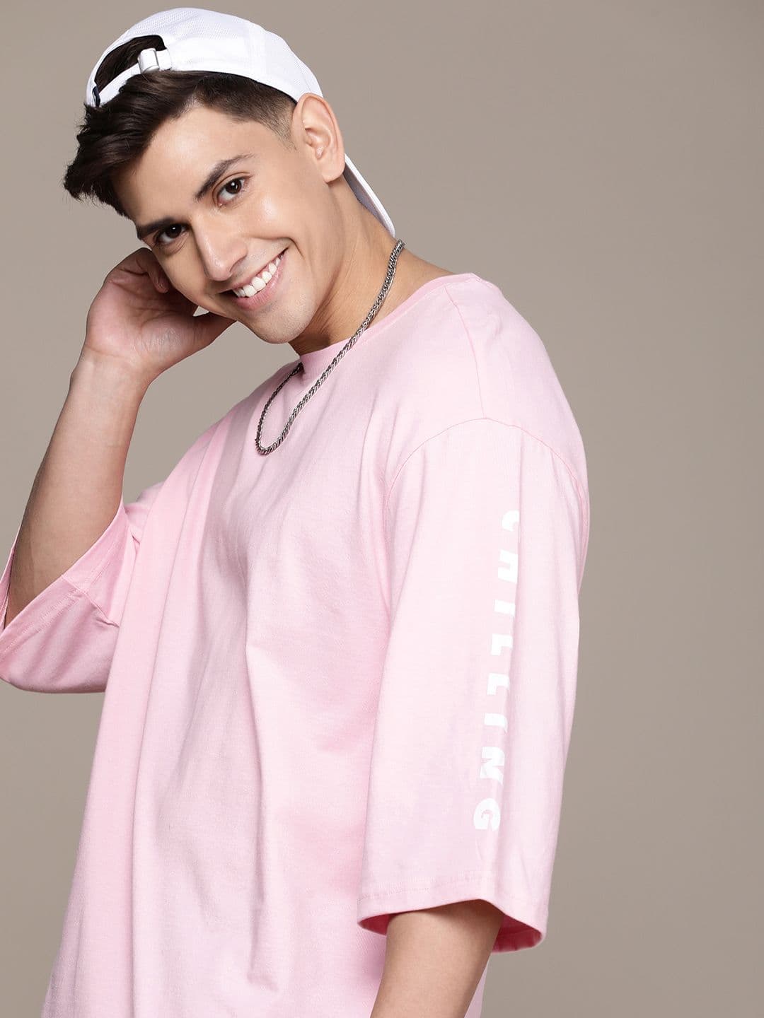 WROGN Drop-Shoulder Sleeves Pure Cotton Oversized T-shirt - view 1