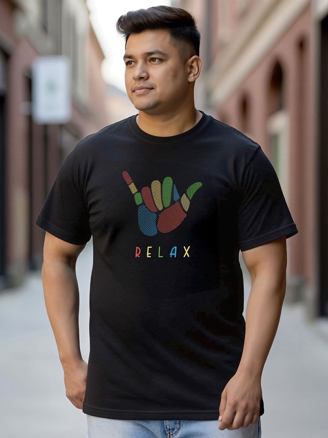 Bewakoof Plus Hang Loose Relax Graphic Printed Pure Cotton Regular-Fit T-shirt - view 1