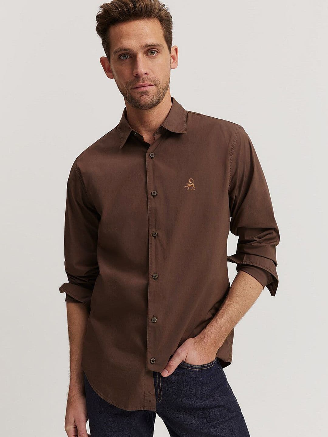 MISCHIEF MONKEY Classic Tailored Fit Spread Collar Casual Shirt - view 1