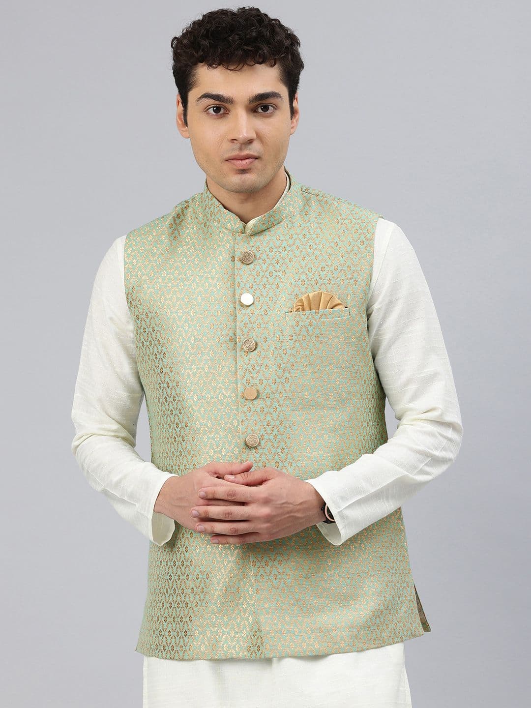 Manthan Men Woven Design Nehru Jacket - view 1