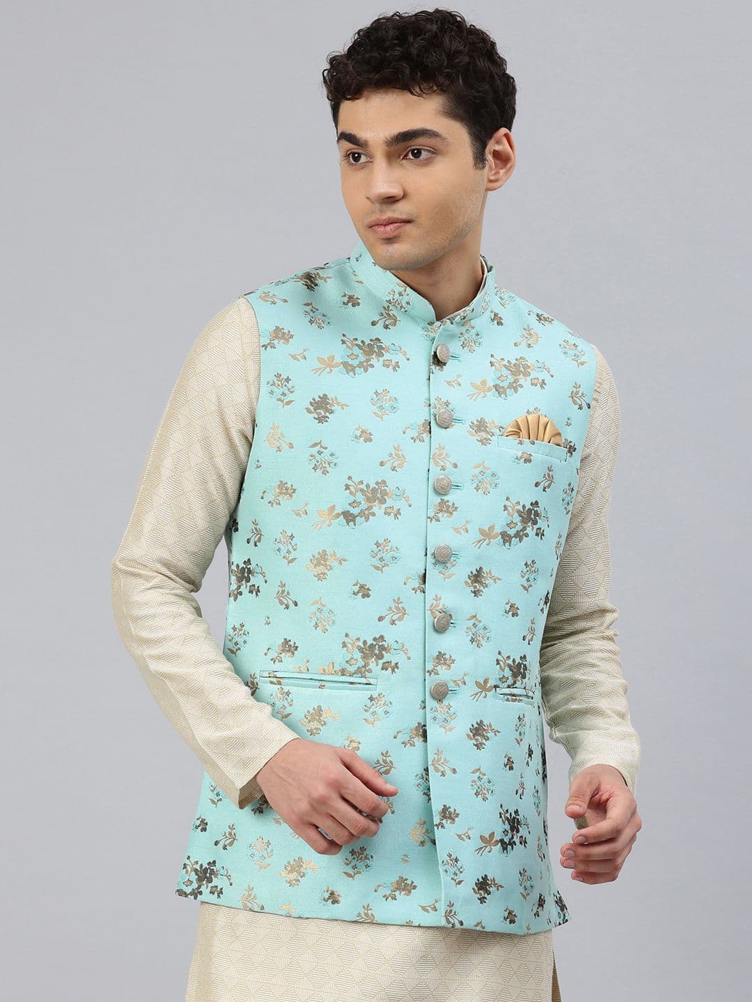 Manthan Men Woven Design Nehru Jacket - view 1