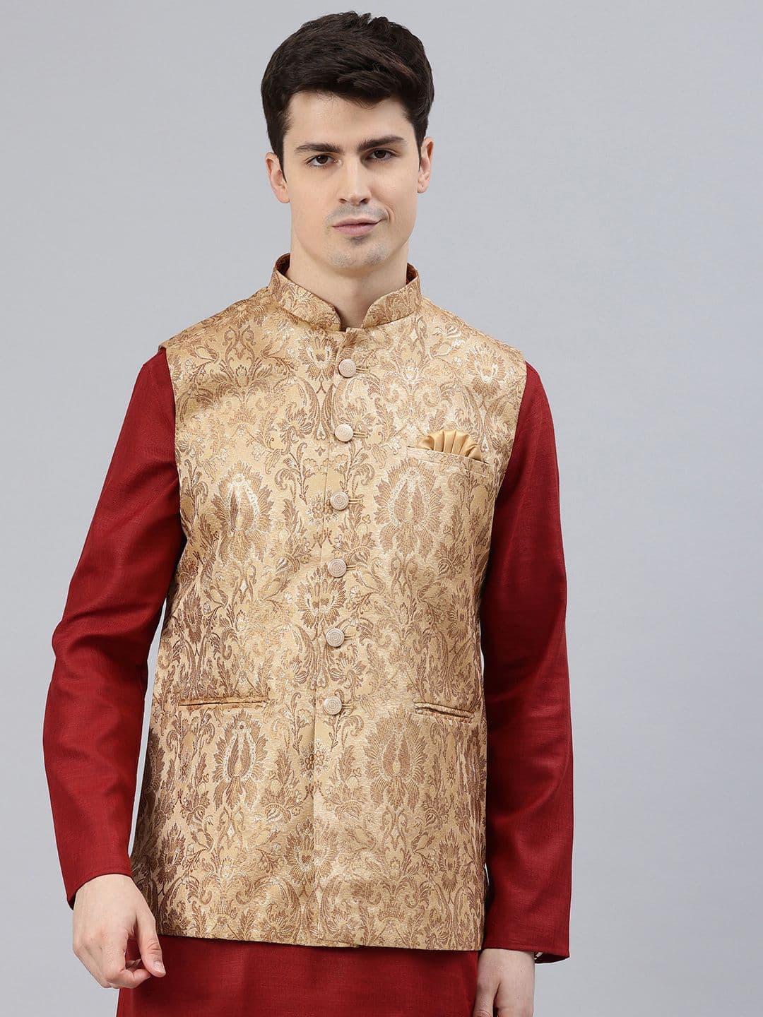Manthan Men Woven Design Nehru Jacket - view 1