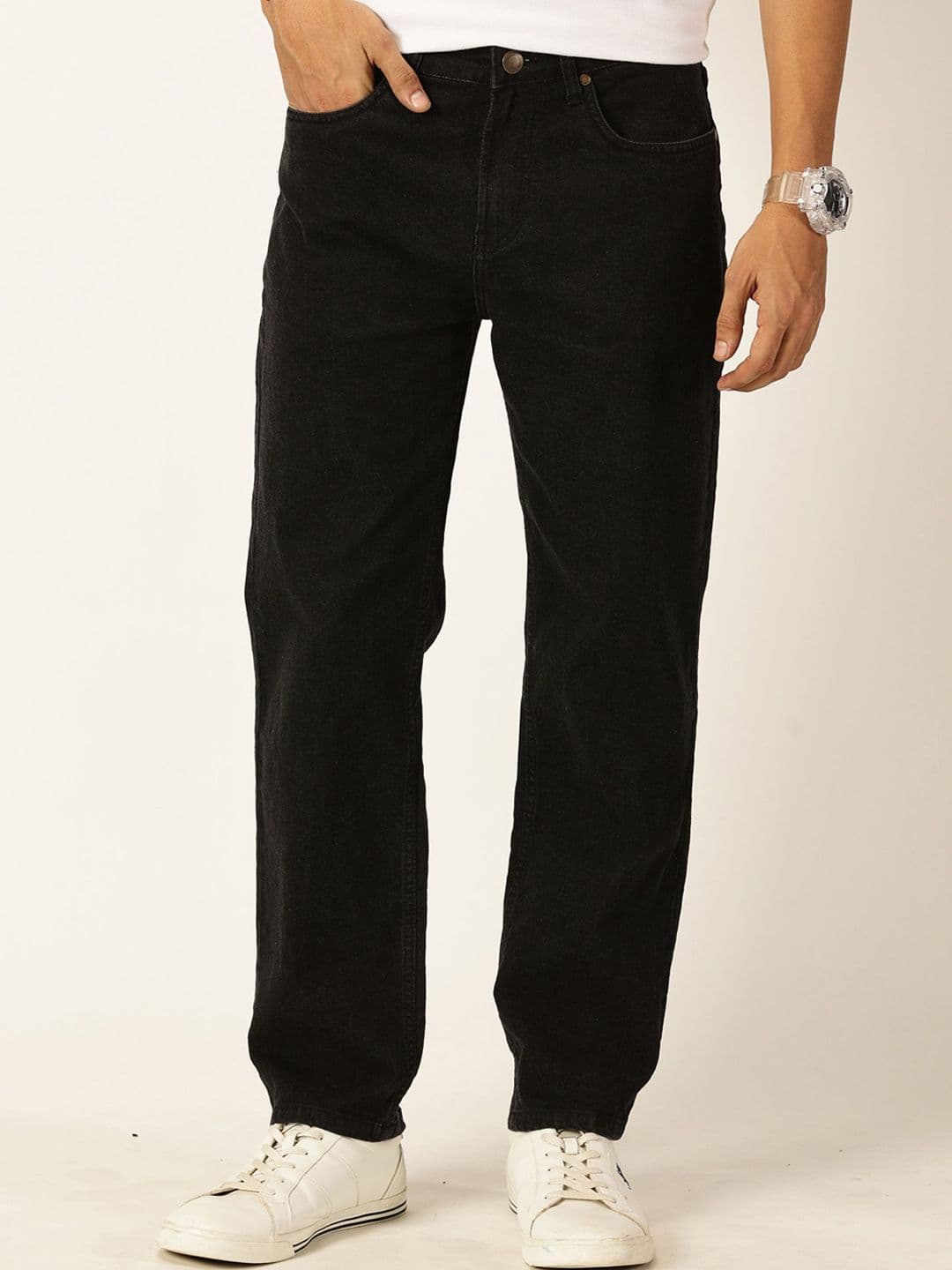 Mast & Harbour Black Men Mid-Rise Smart Relaxed Fit Stretchable Jeans - view 1