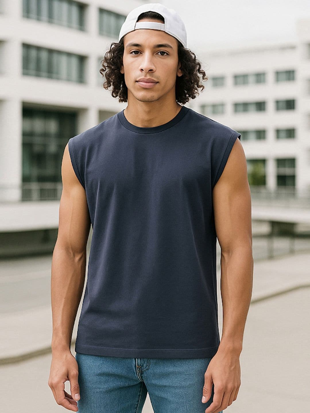 Bewakoof Men's Blue Boxy Fit Vest - view 1