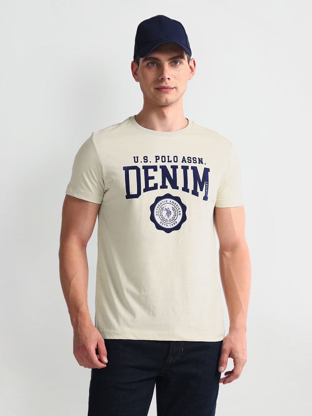 U.S. Polo Assn. Denim Co. Men Typography Printed Applique Slim Fit T-shirt - view 1