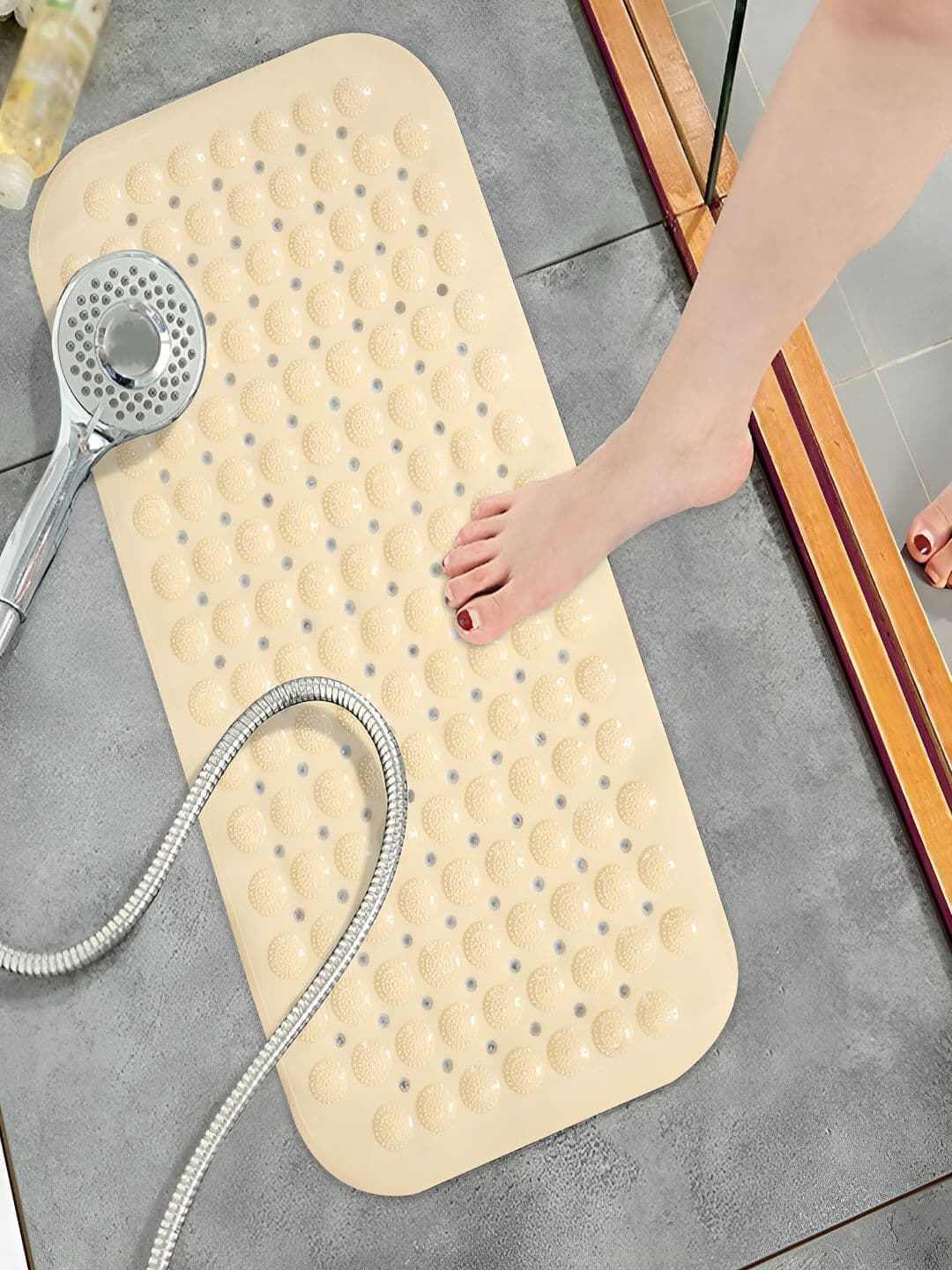 HOKIPO Beige 1634 GSM Anti-Slip Bath Rug - view 1
