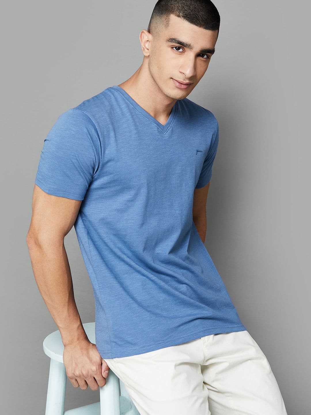 Fame Forever by Lifestyle V-Neck Short Sleeves Cotton T-shirt - view 1