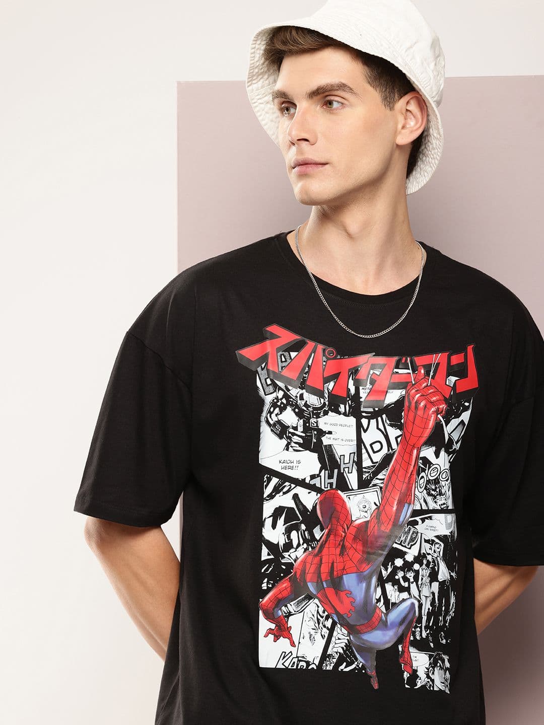 Kook N Keech Marvel Men Graphic Printed Drop-Shoulder Sleeves Oversized T-shirt - view 1