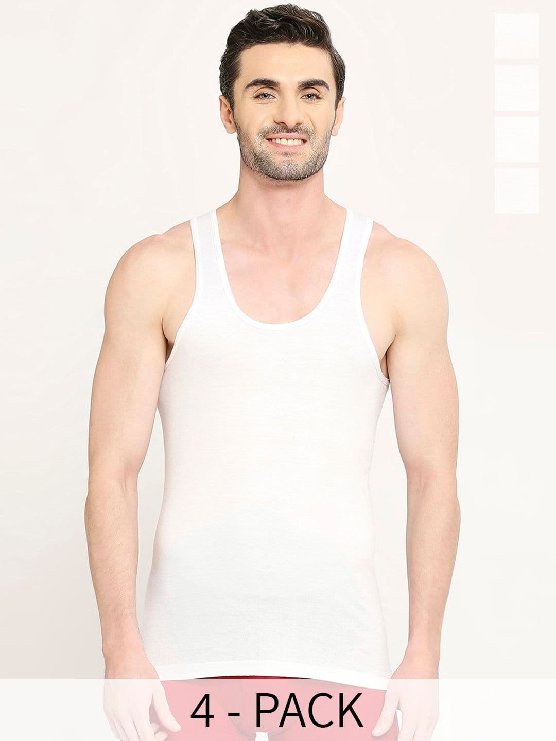 VIP Pack Of 4 Moisture Absorbent Pure Cotton Basic Innerwear Vests - view 1