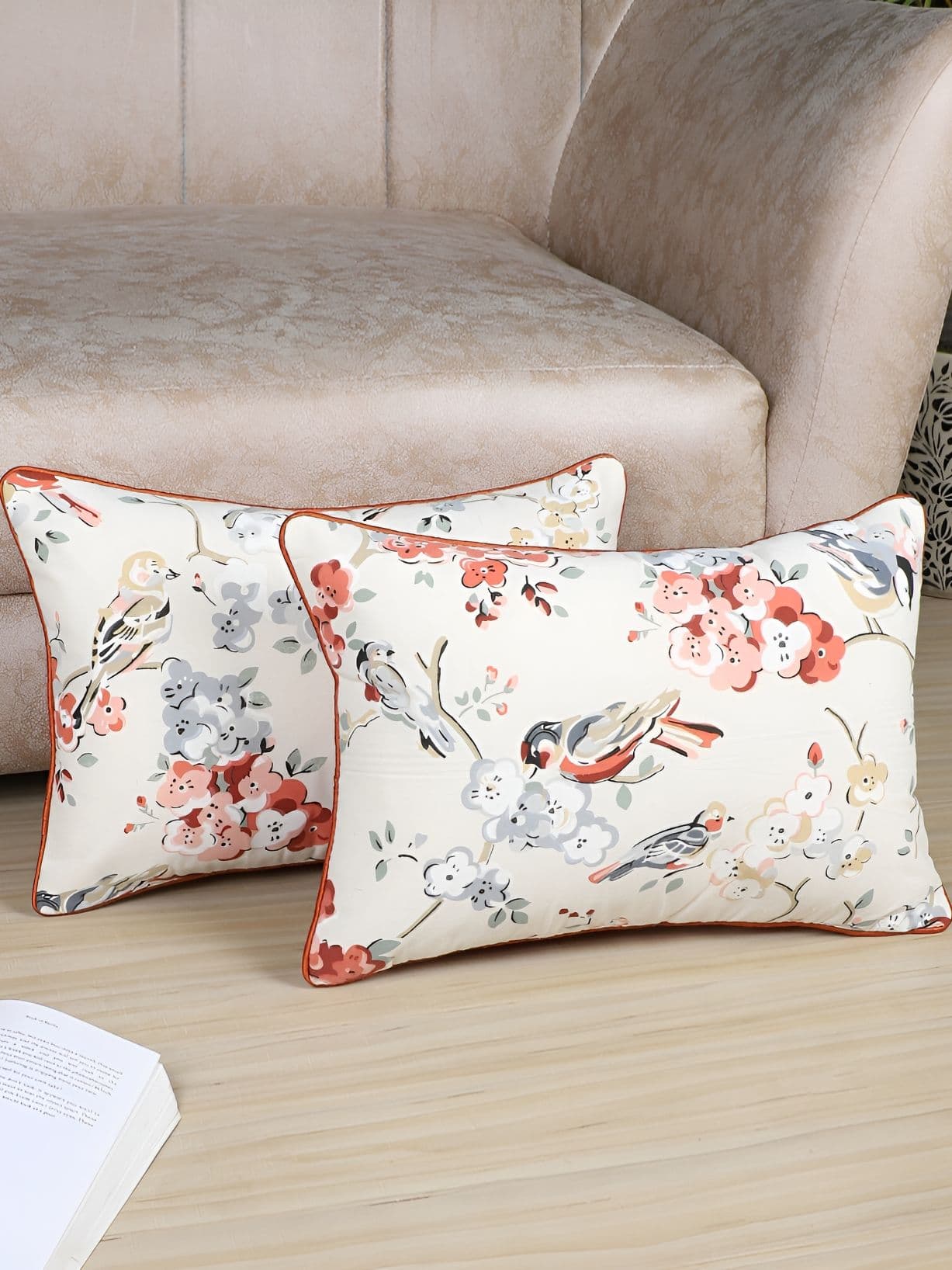 MFD HOME FURNISHING Conversational Cotton Washable 2 Pcs Cushion Covers - 12 x 18 In - view 1
