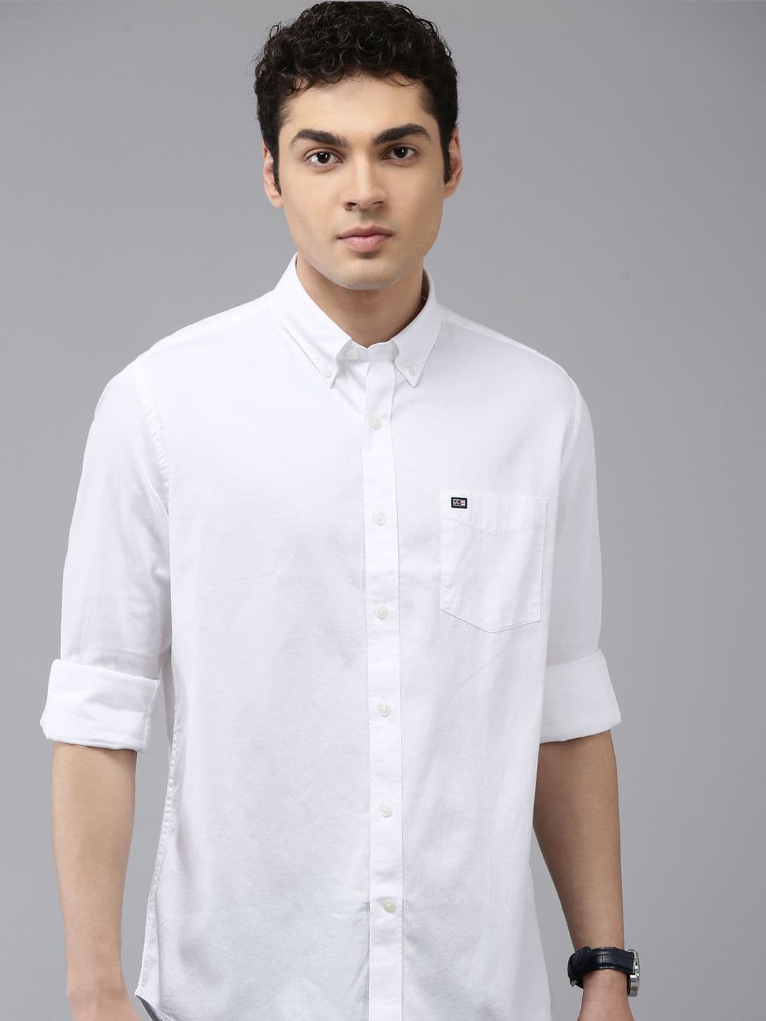 Arrow Manhattan Slim Fit Button-Down Collar Pure Cotton Casual Shirt - view 1