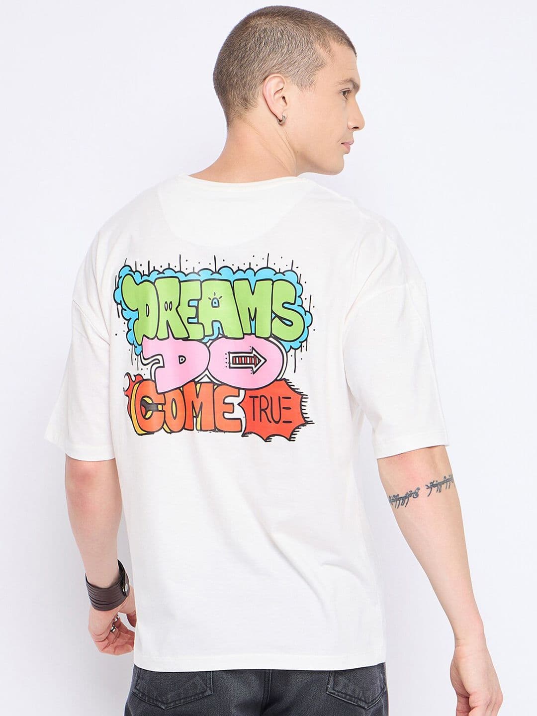 Mast & Harbour Typography Printed Drop Shoulder Cotton Oversized T-shirt - view 1