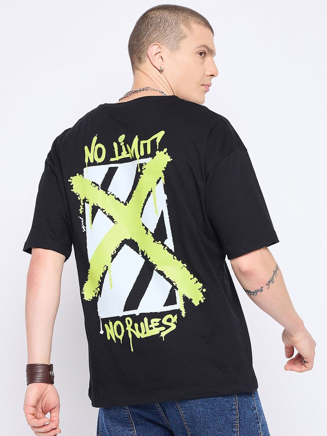 Mast & Harbour Oversized Typography Printed Drop-Shoulder Sleeves Cotton T-shirt - view 1
