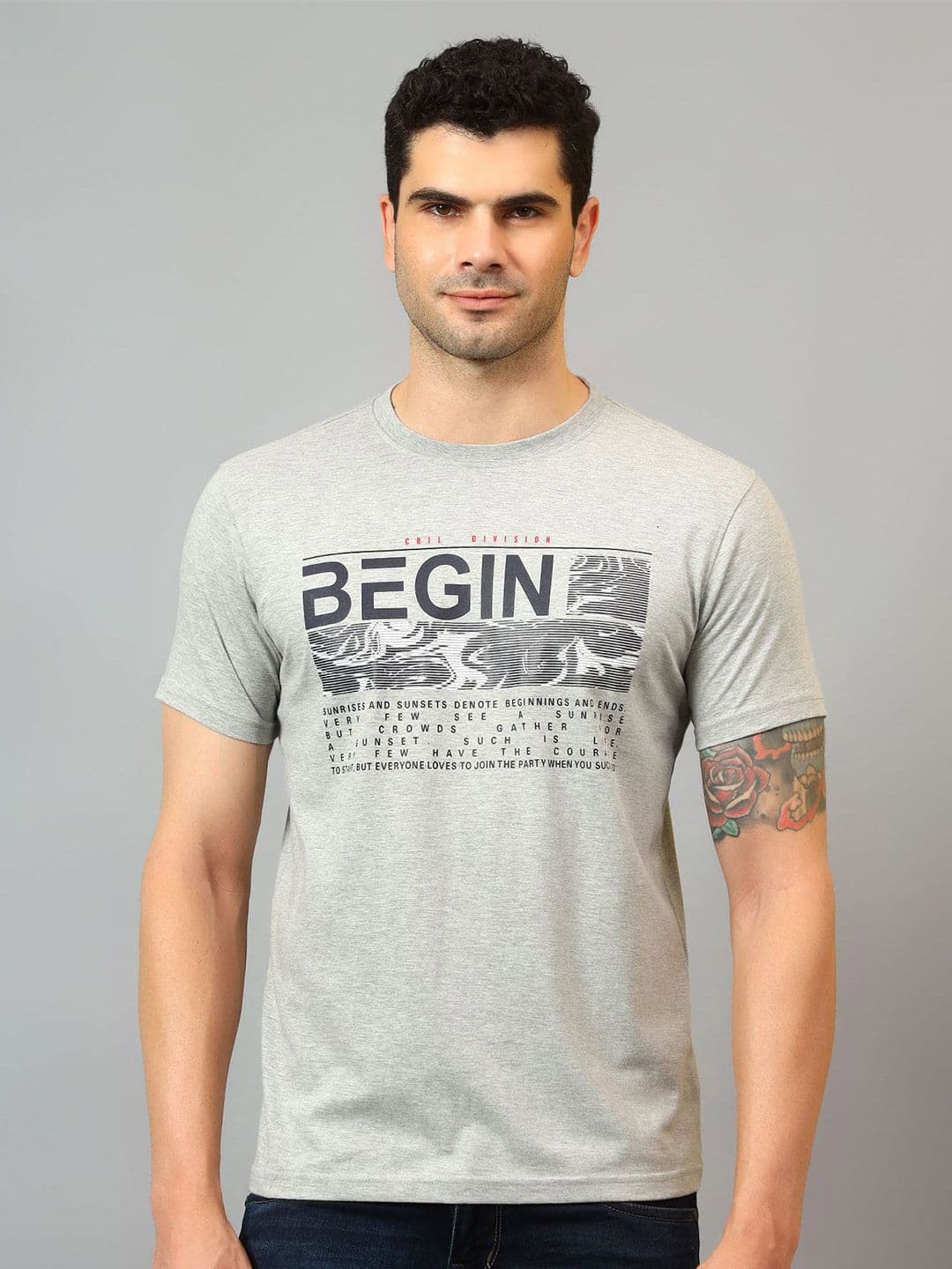 Cantabil Typography Printed Round Neck T-shirt - view 1