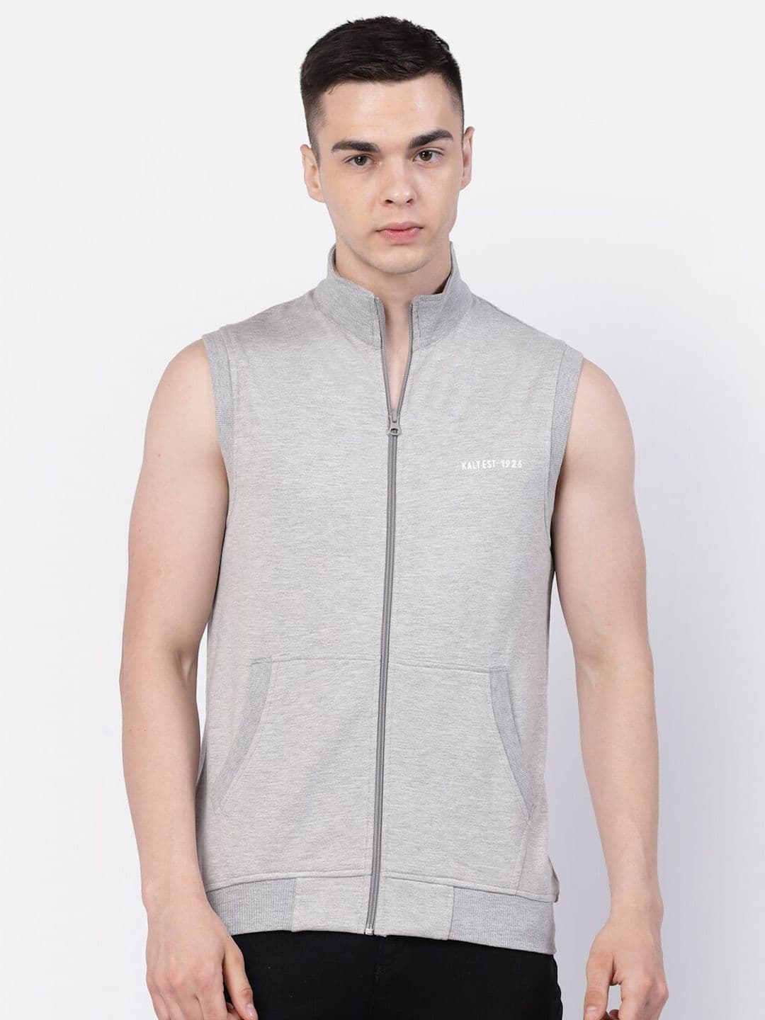 Kalt Mock Collar Sleeveless Zipper Fleece Front-Open Sweatshirt - view 1