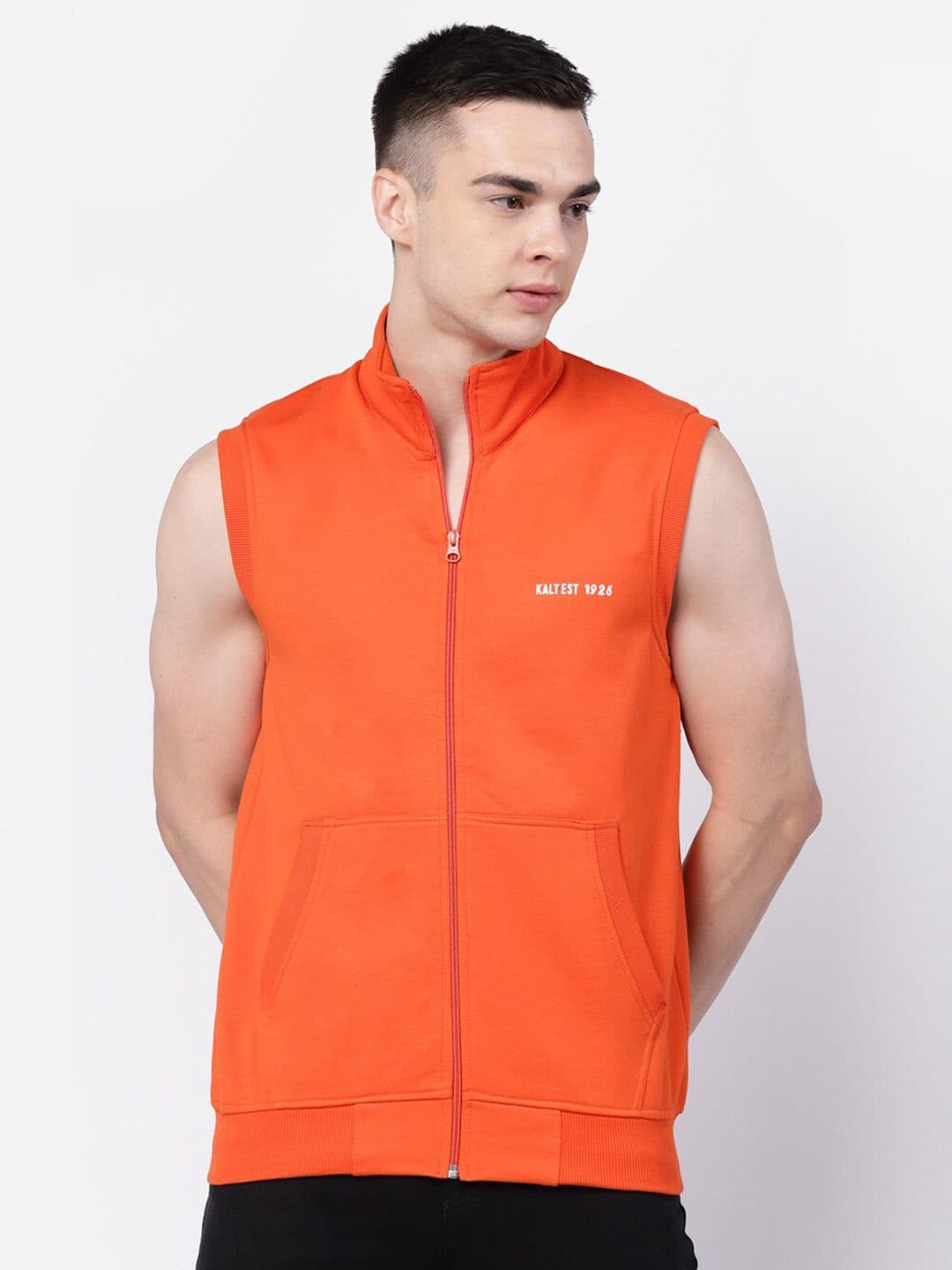 Kalt Mock Collar Sleeveless Zipper Fleece Bomber Jacket - view 1