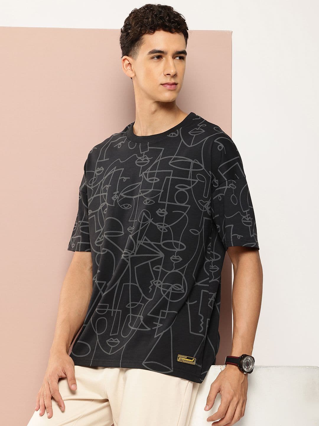 Stormborn Men Graphic Printed Drop-Shoulder Sleeves Oversized Pure Cotton T-shirt - view 1