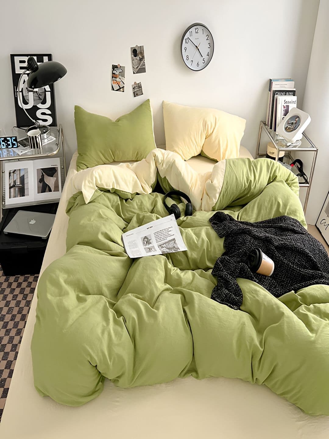 JC HOME Yellow & Green 4 Pieces Double Queen Bedding Set - view 1