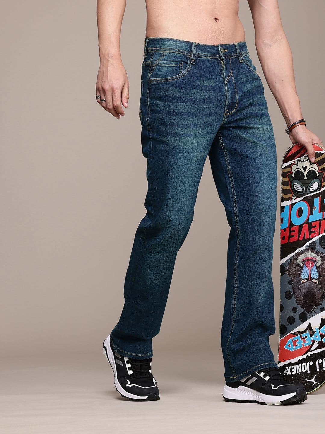 The Roadster Life Co. Men Bootcut Light Fade Stretchable Jeans - view 1