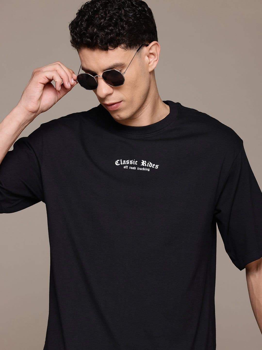 The Roadster Lifestyle Co. Drop-Shoulder Sleeves Pure Cotton Relaxed T-shirt - view 1