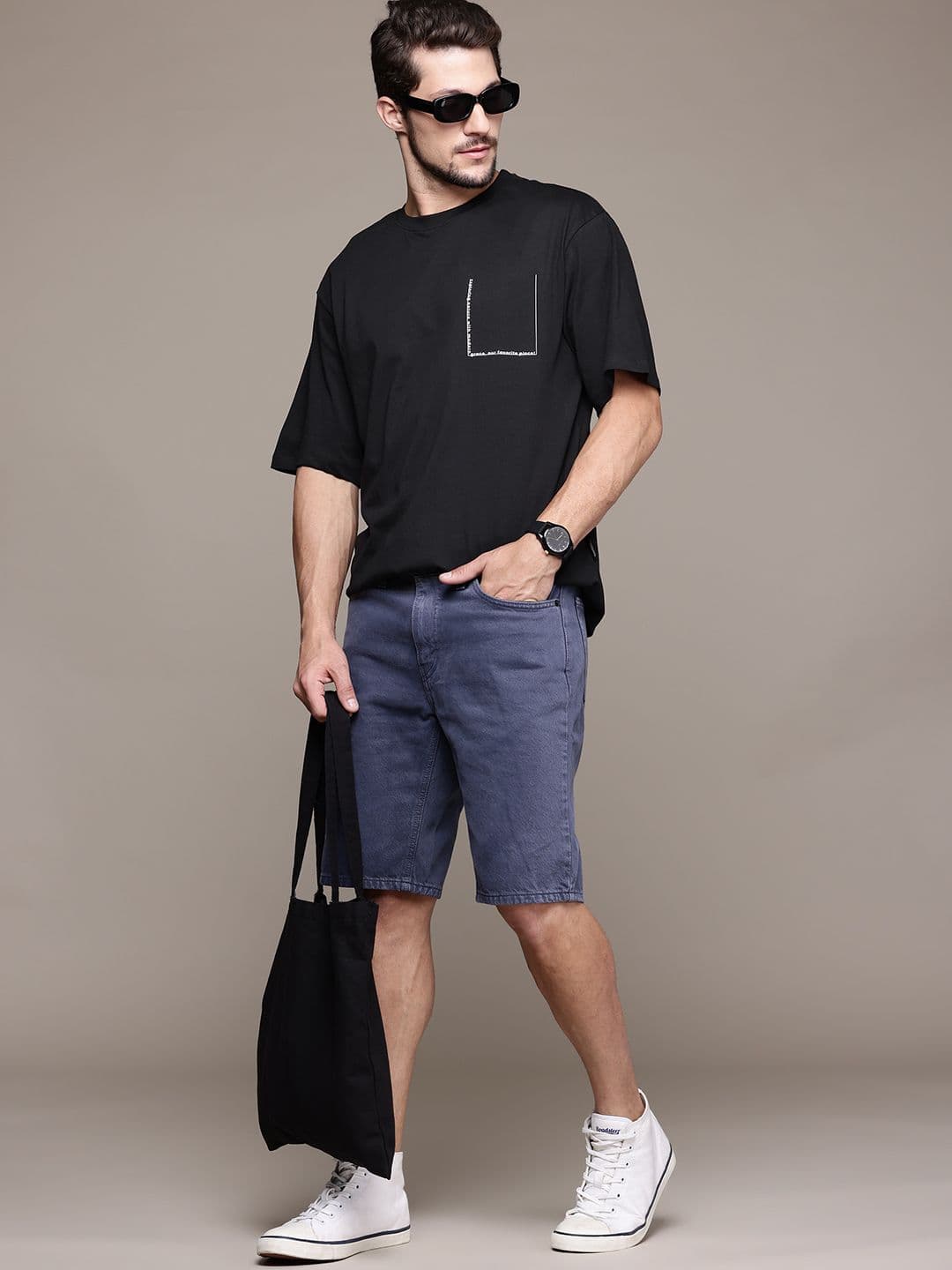 The Roadster Lifestyle Co. Drop-Shoulder Sleeves Pure Cotton Relaxed T-shirt - view 1
