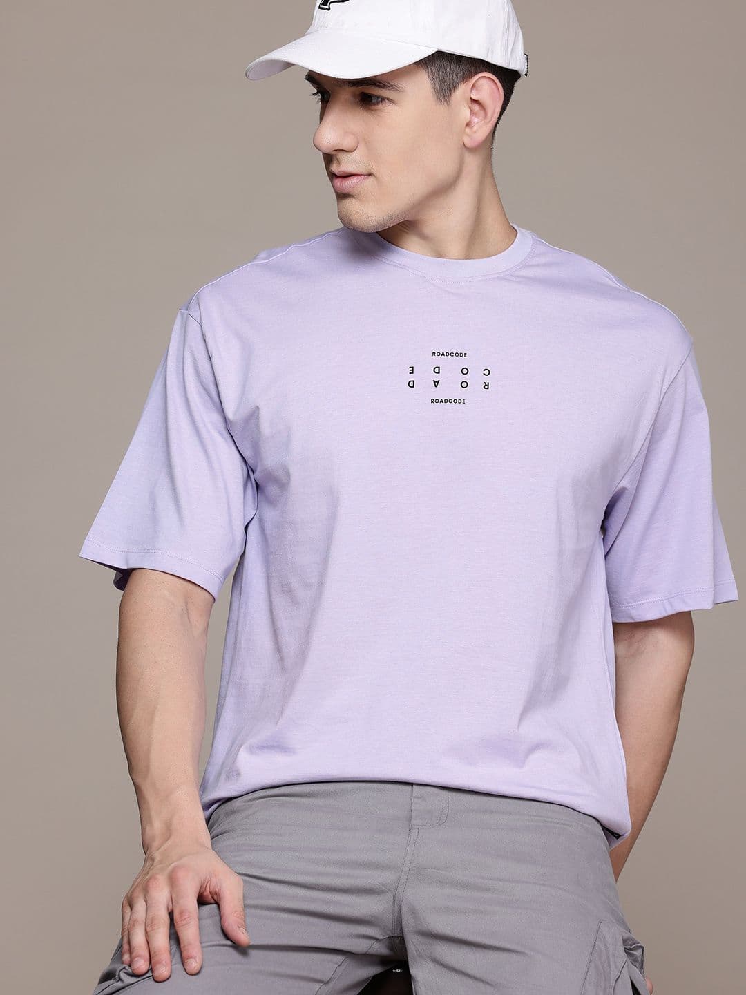 The Roadster Lifestyle Co. Drop-Shoulder Sleeves Pure Cotton Relaxed Fit T-shirt - view 1