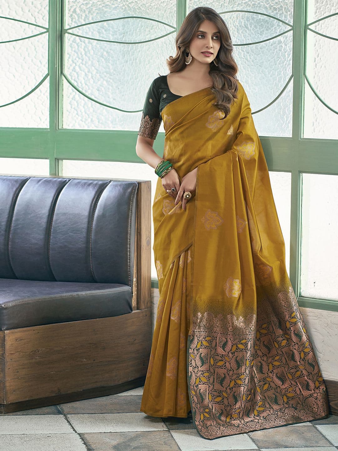 KALINI Floral Zari Silk Blend Saree - view 1