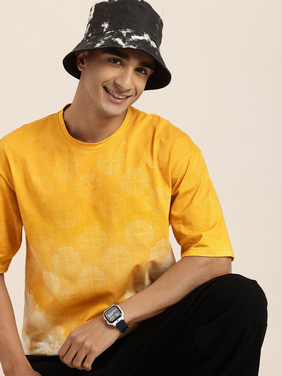 HERE&NOW Super Nature Printed Drop-Shoulder Sleeves Oversized Pure Cotton T-shirt - view 1