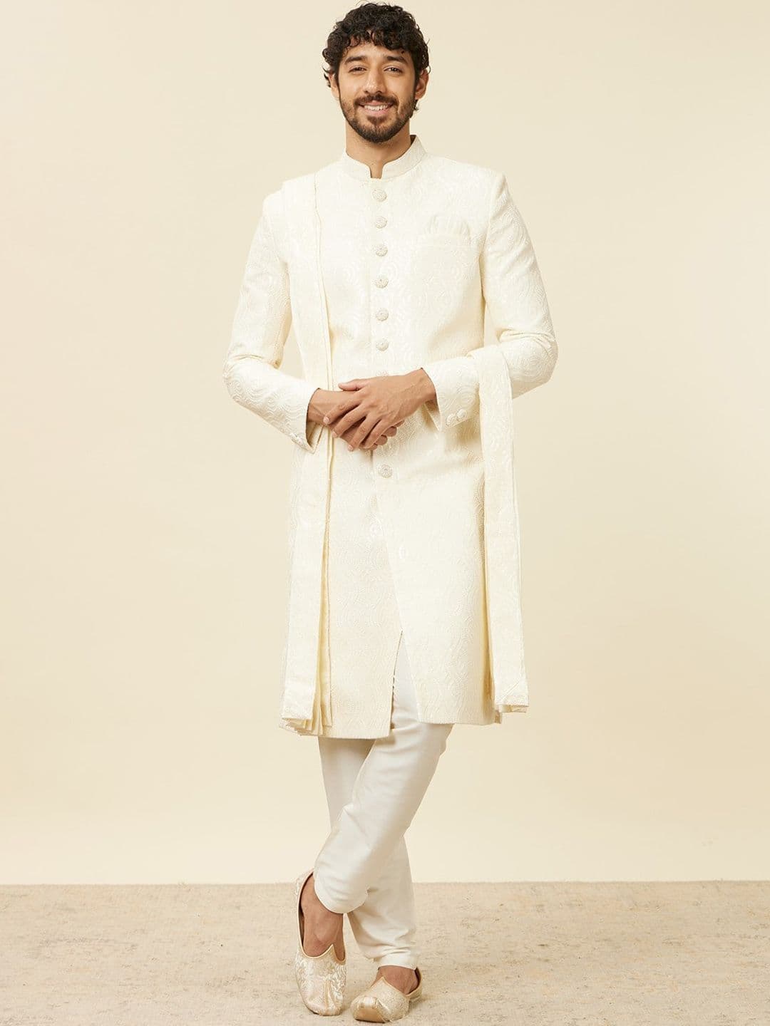 Manyavar Self-Design Sherwani Set - view 1