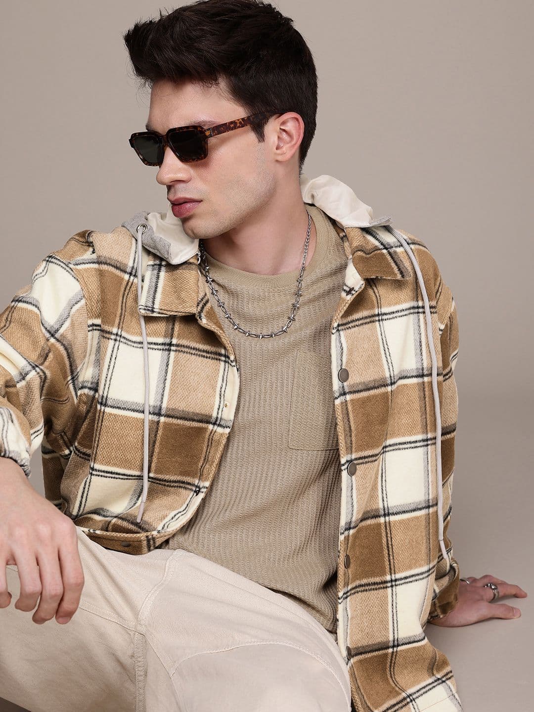 WROGN Checked Tailored Jacket With Detachable Hood - view 1