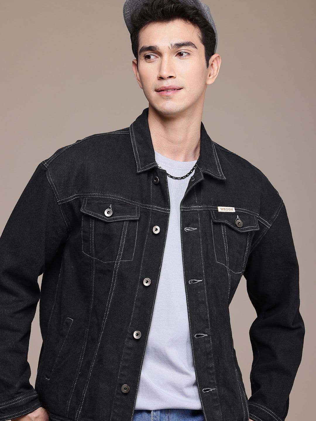 WROGN Cotton Oversized Denim Jacket - view 1